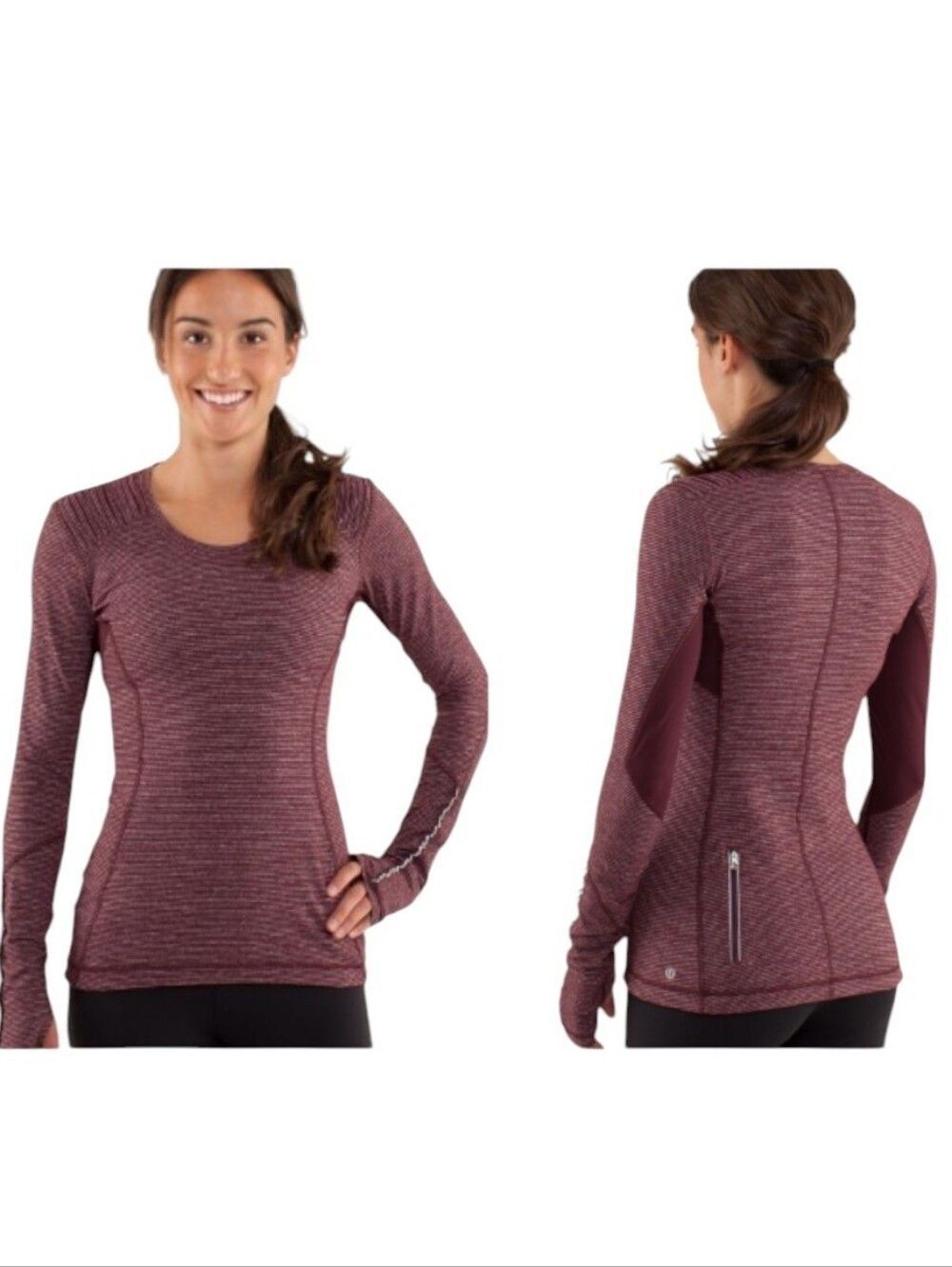Lululemon Star Runner Long Sleeve Purple Tonka Stripe Bordeaux Drama Size 6